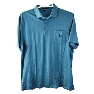 Polo Ralph Lauren Shirt Men XL Blue Classic Fit Navy Pony‎ Solid Golf Polo